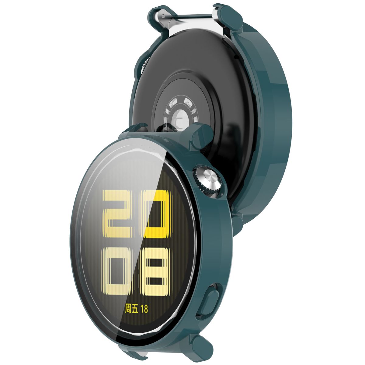 Etui ze szkłem do zegarka Bizon Case Watch Adamo do Huawei Watch GT 5 Pro 42 mm, zielony
